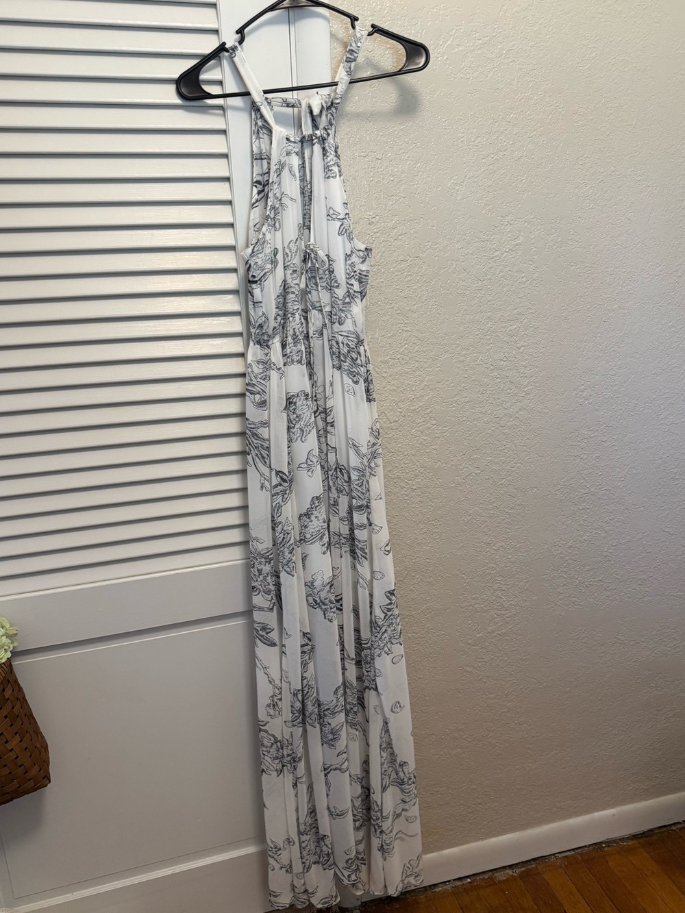 Flowy Floral White and Black Dress